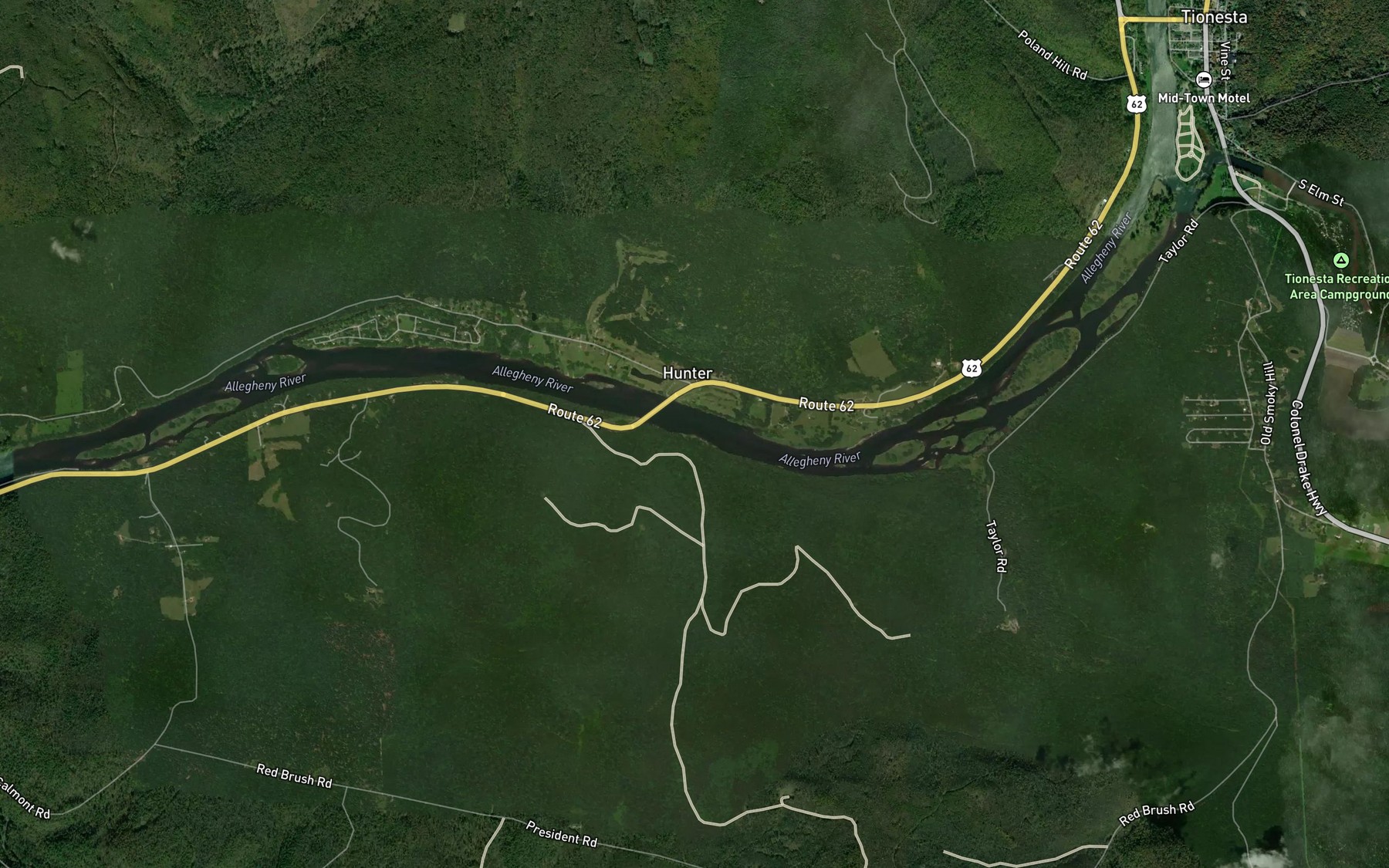 Satellite map of the Indian Camp Run