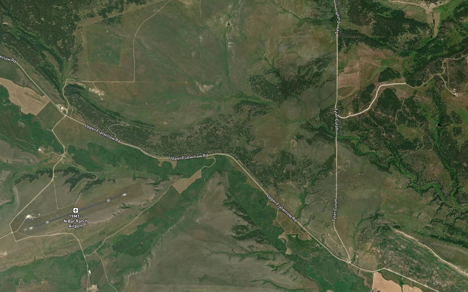 Satellite map of the North Fork Flatwillow Creek