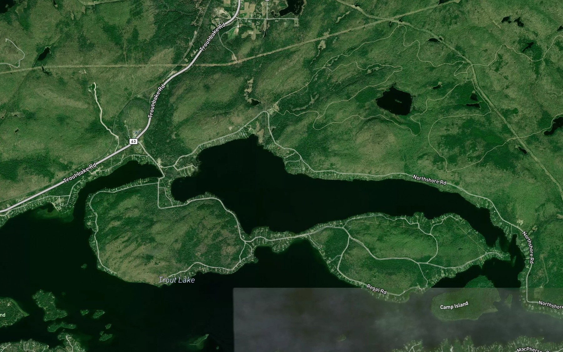 Satellite map of the Four Mile Bay