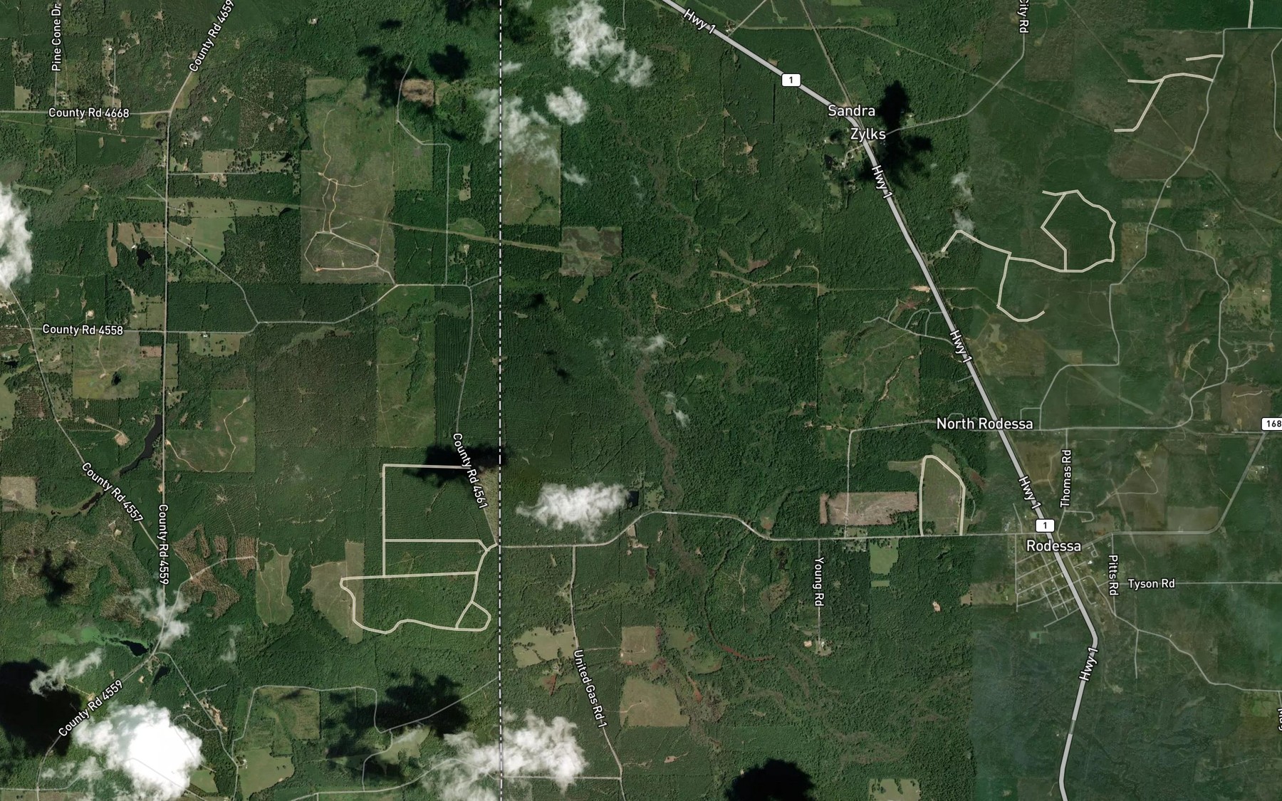 Satellite map of the Hurricane Creek