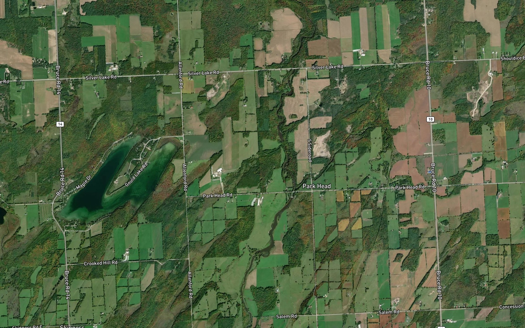 Satellite map of the Park Head Creek