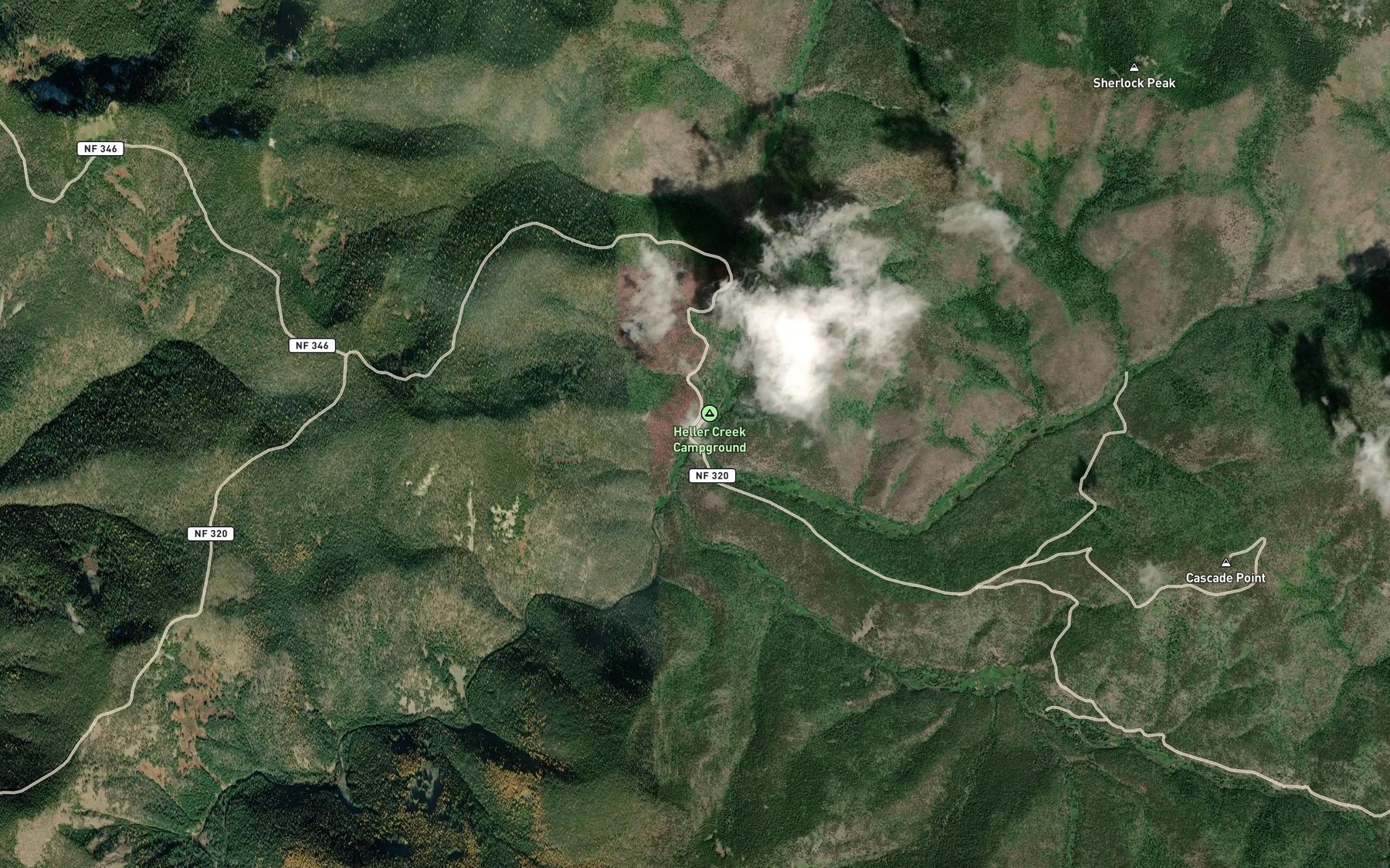 Satellite map of the Sherlock Creek