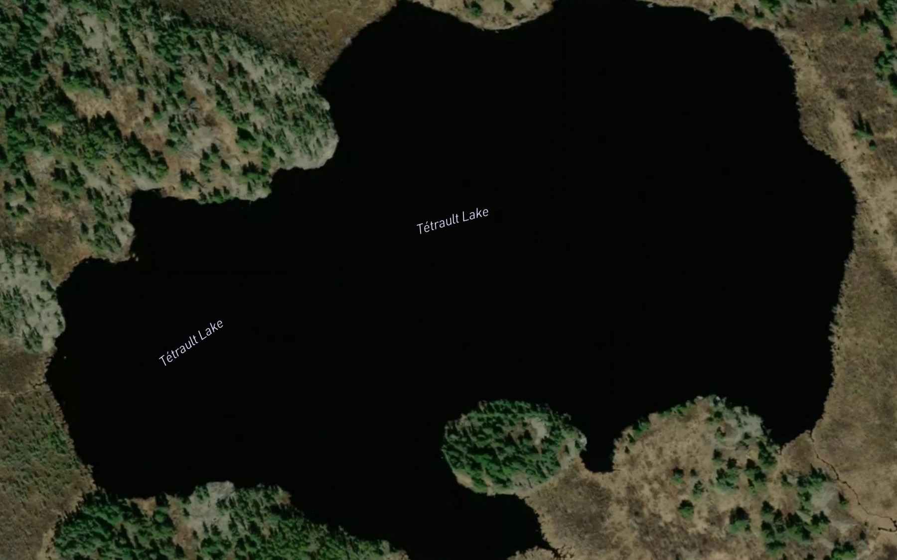 Satellite map of the Tetrault Lake