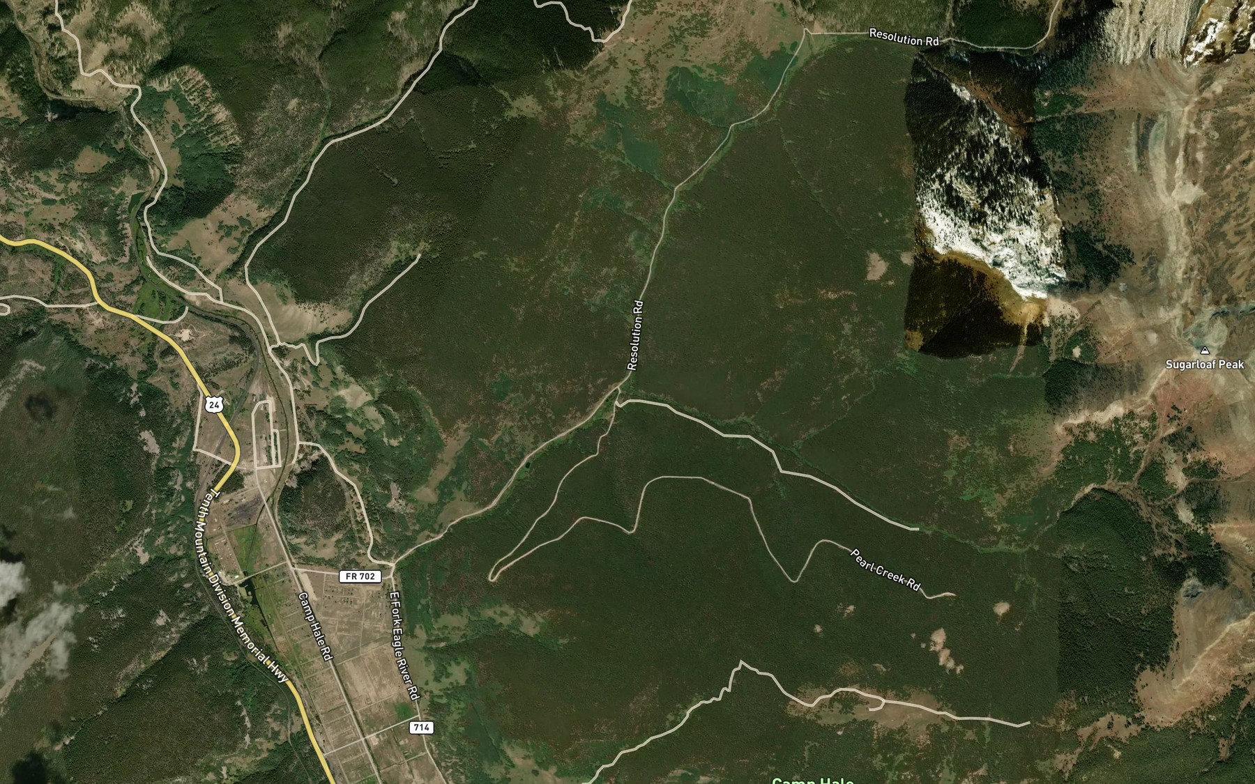 Satellite map of the Pearl Creek