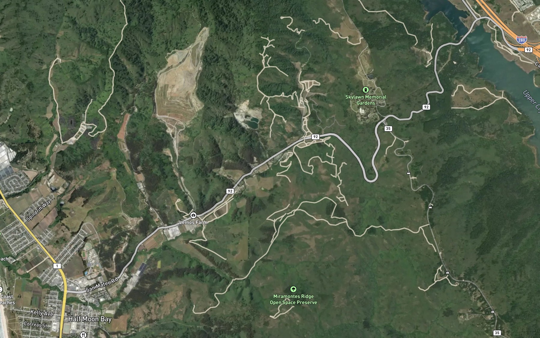 Satellite map of the Nuff Creek