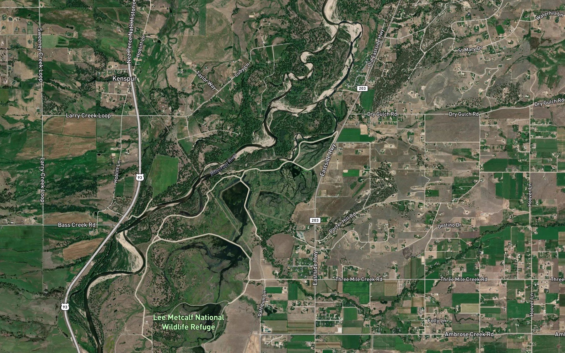 Satellite map of the Spring Creek