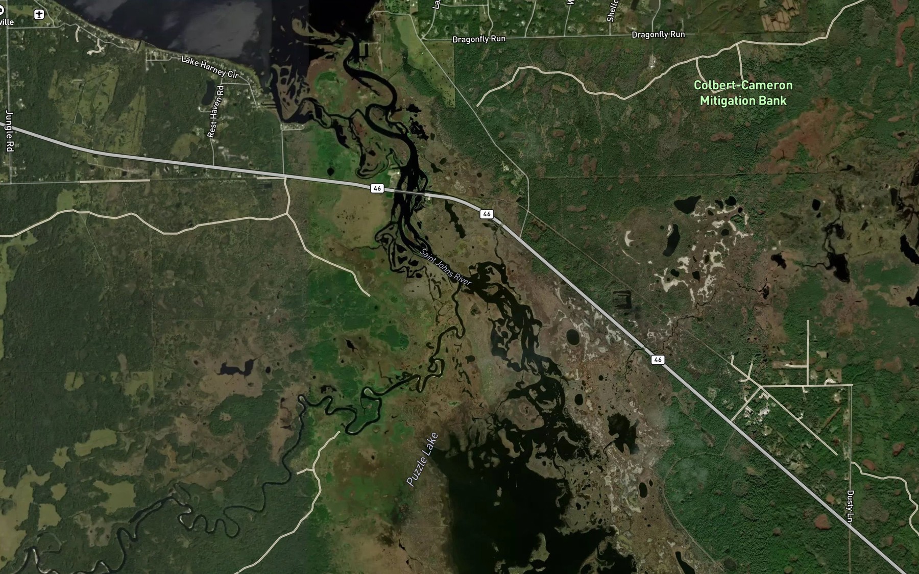 Satellite map of the Econlockhatchee River