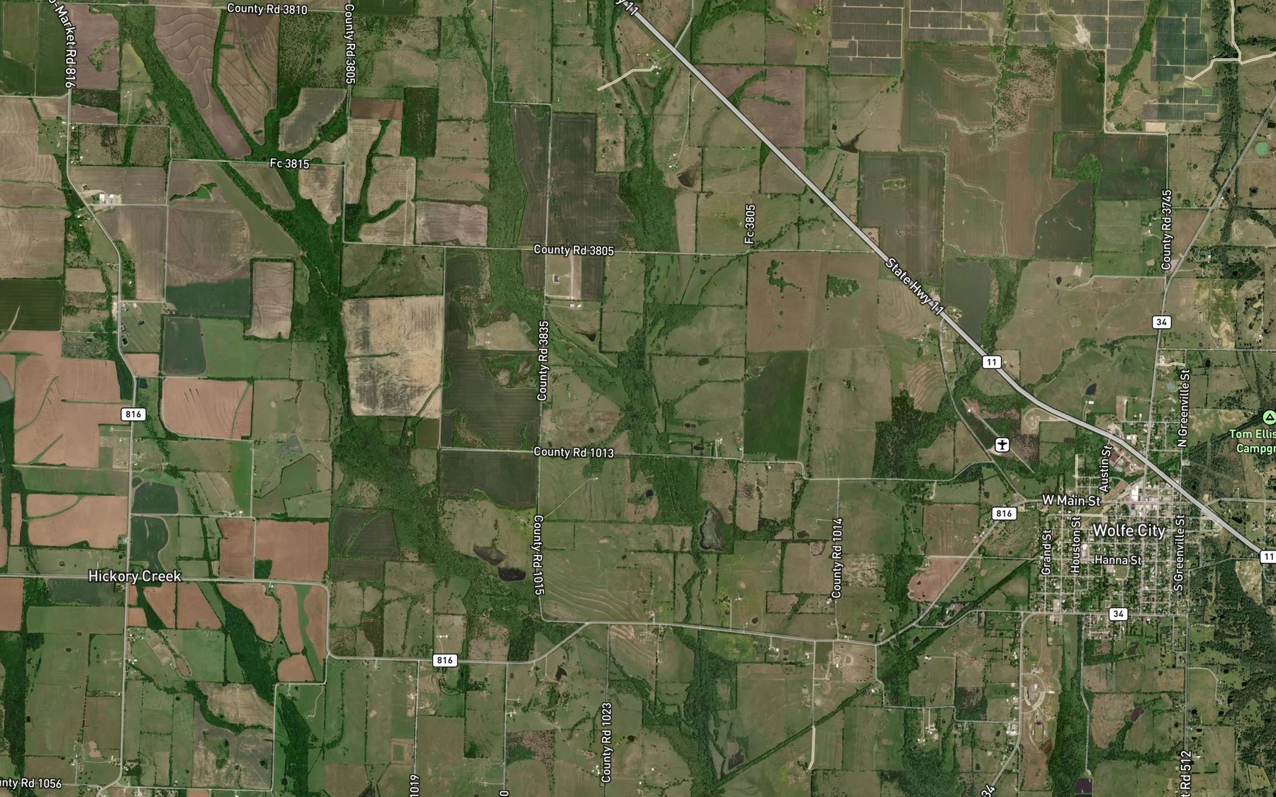 Satellite map of the Shawnee Creek