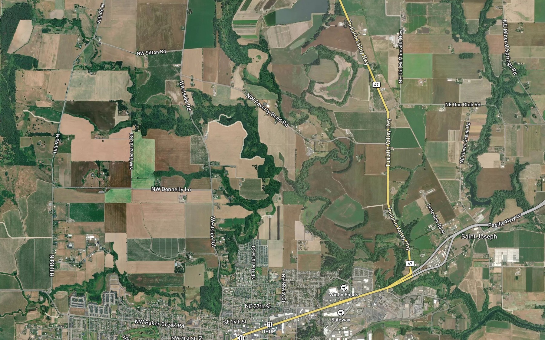 Satellite map of the Baker Creek