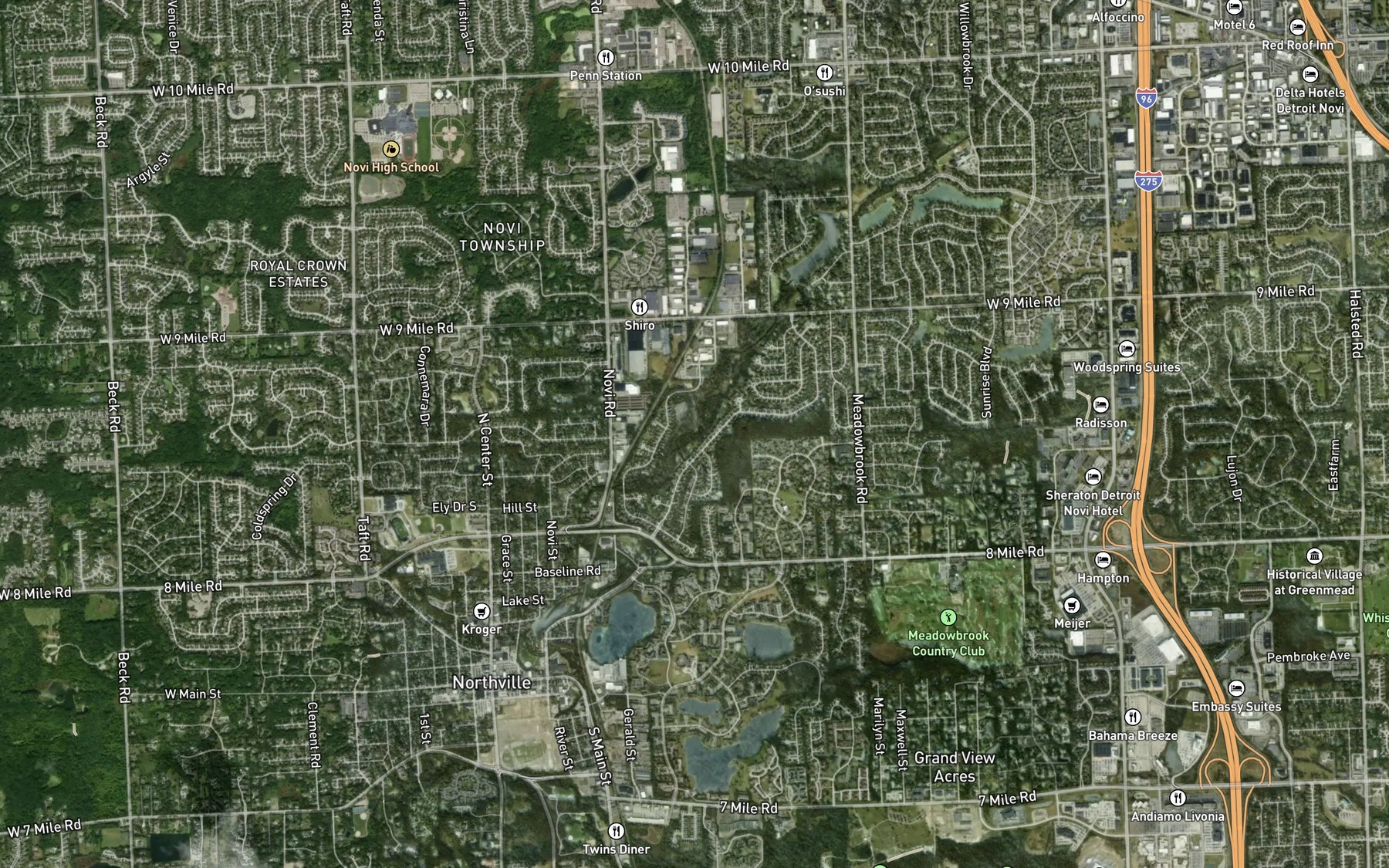 Satellite map of the Thornton Creek