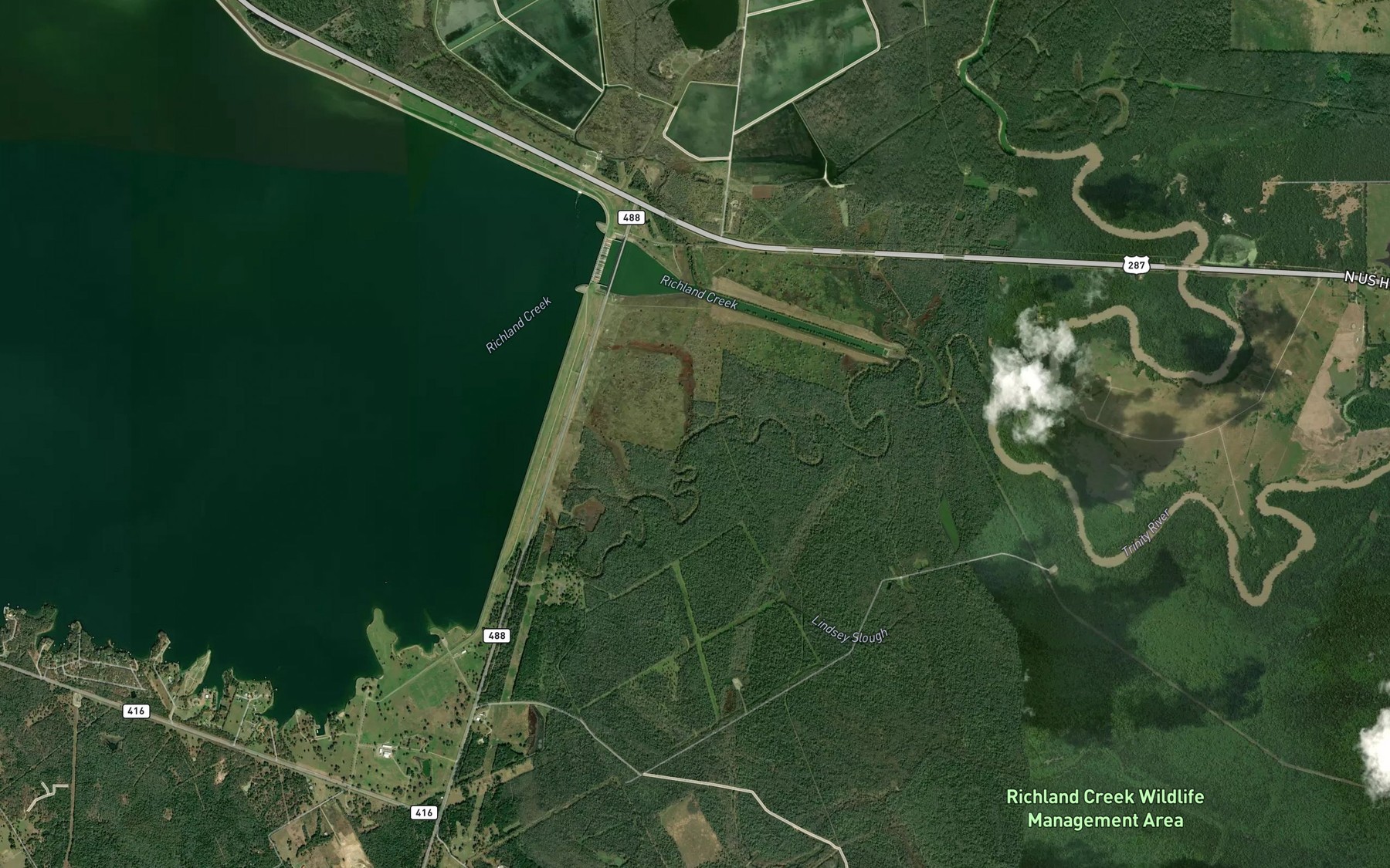 Satellite map of the Alligator Creek