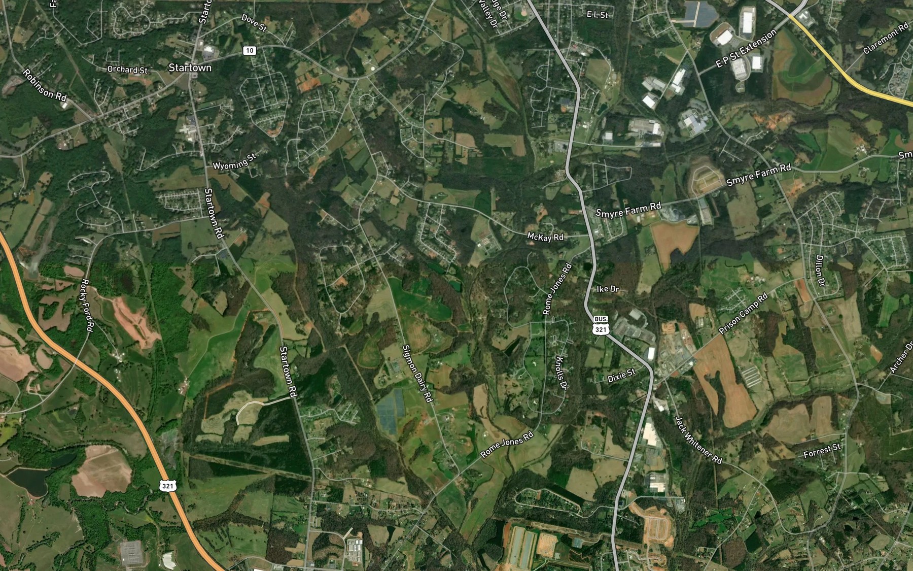 Satellite map of the Shooks Lake