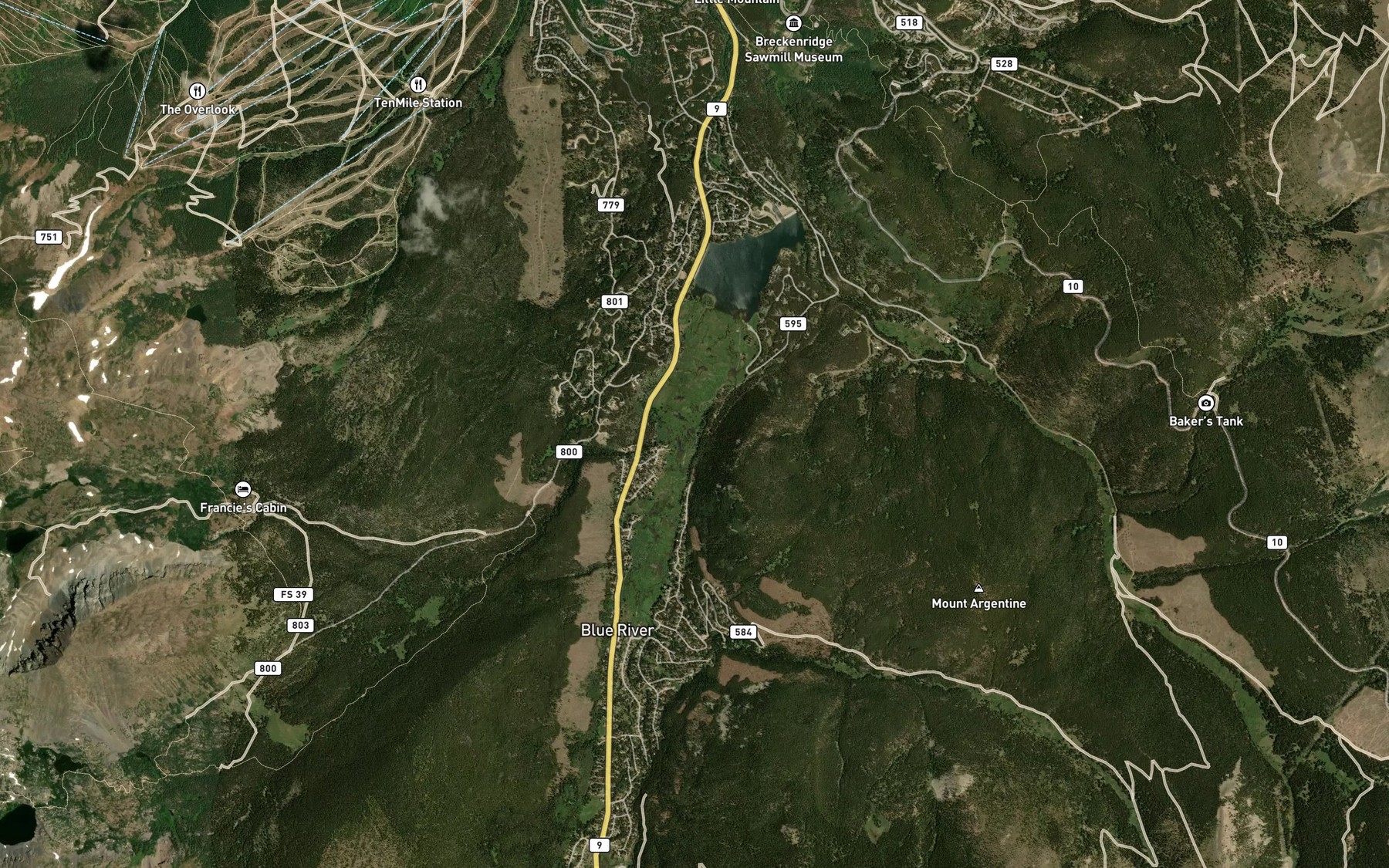 Satellite map of the Spruce Creek
