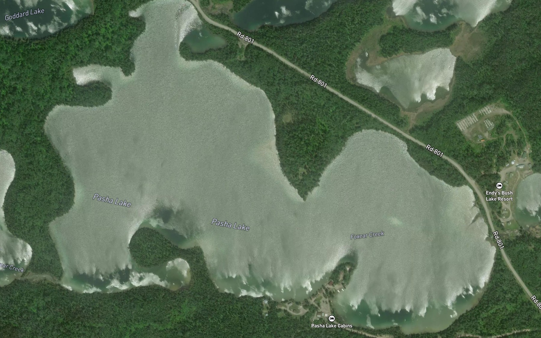 Satellite map of the Pasha Lake