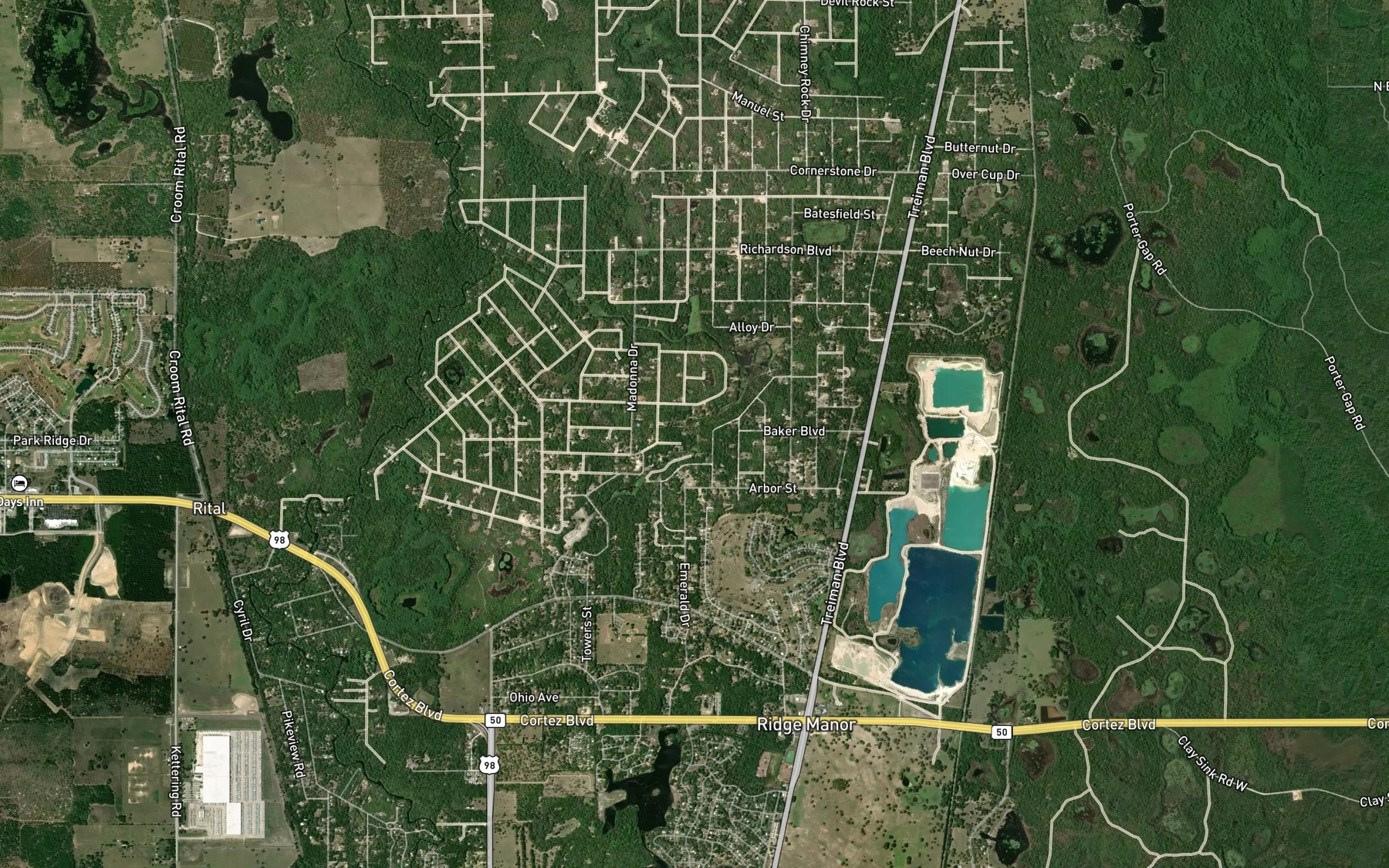 Satellite map of the Long Lake