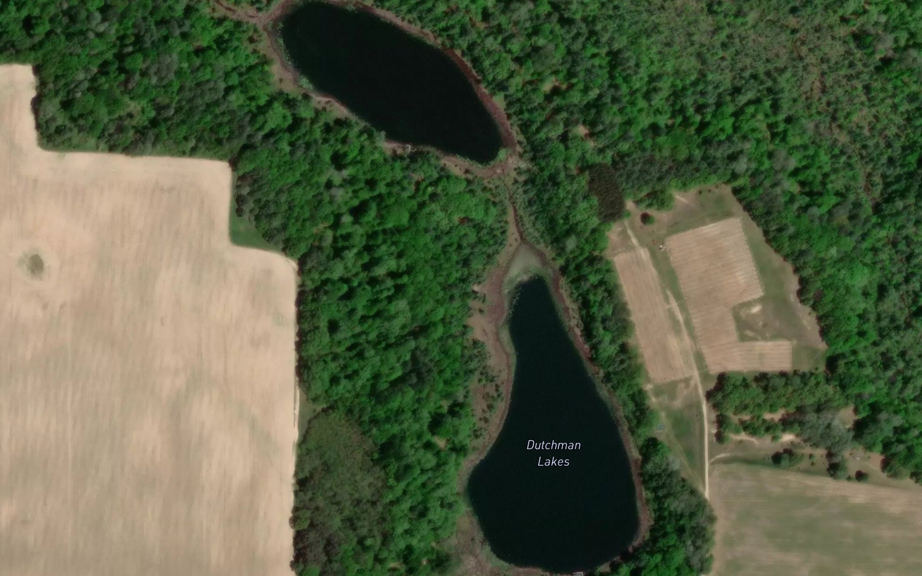 Satellite map of the Dutchman Lakes