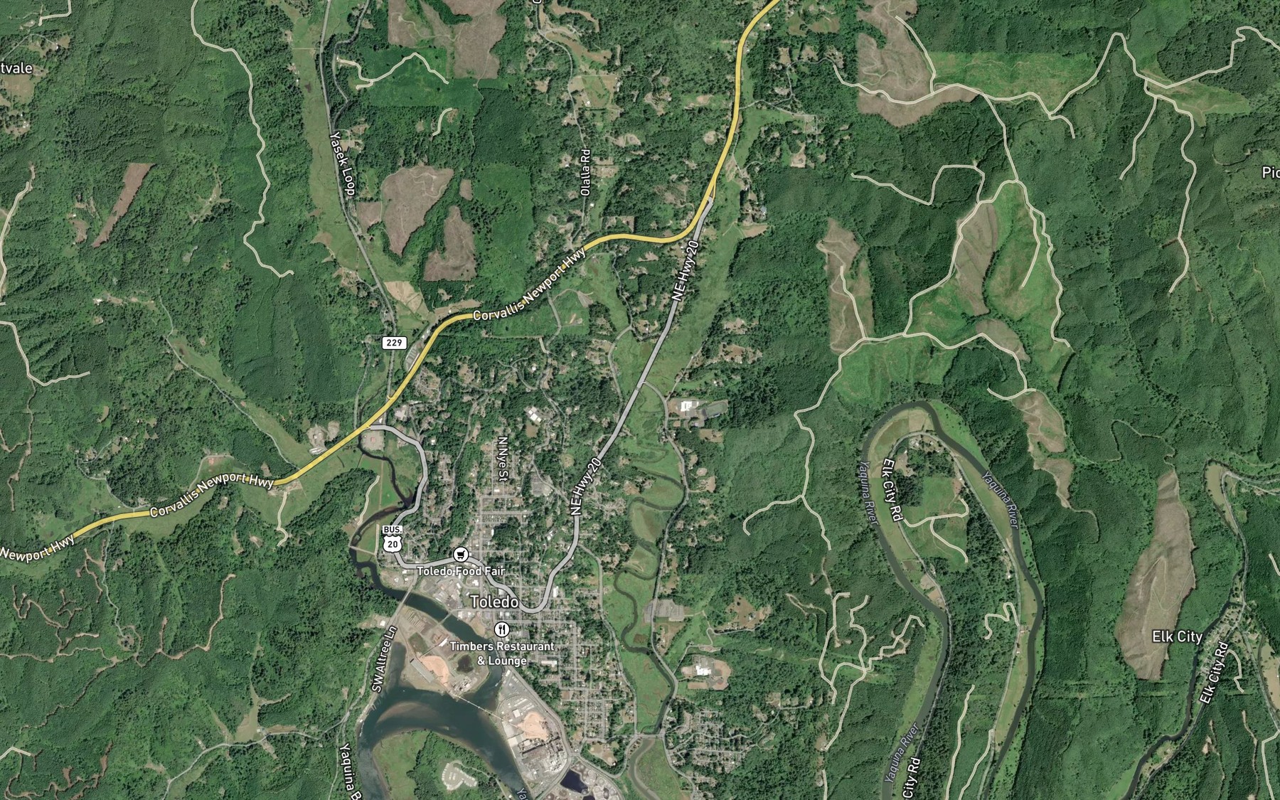 Satellite map of the West Olalla Creek