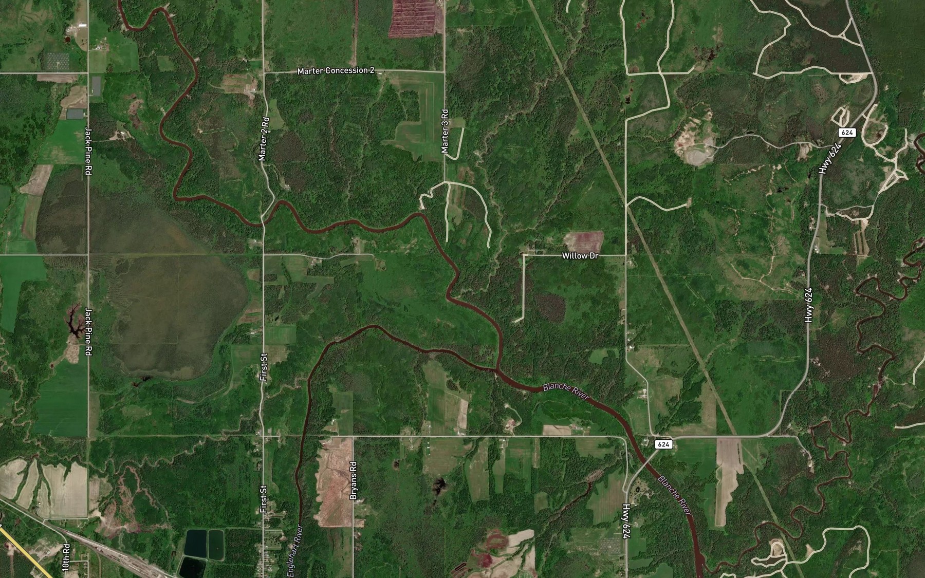 Satellite map of the Elkhorn Creek