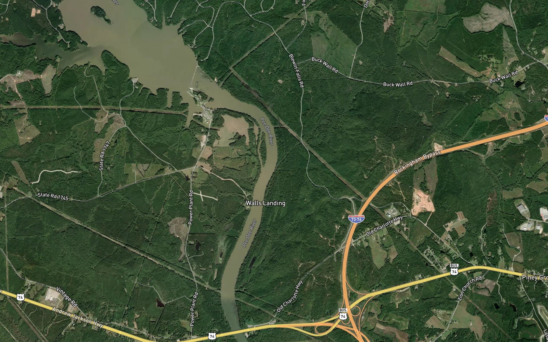 Satellite map of the Cartledge Creek
