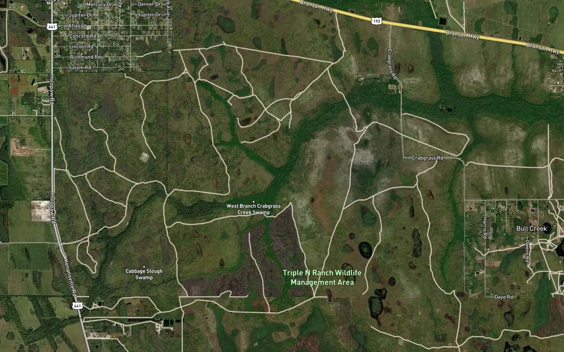 Satellite map of the Little North Prong