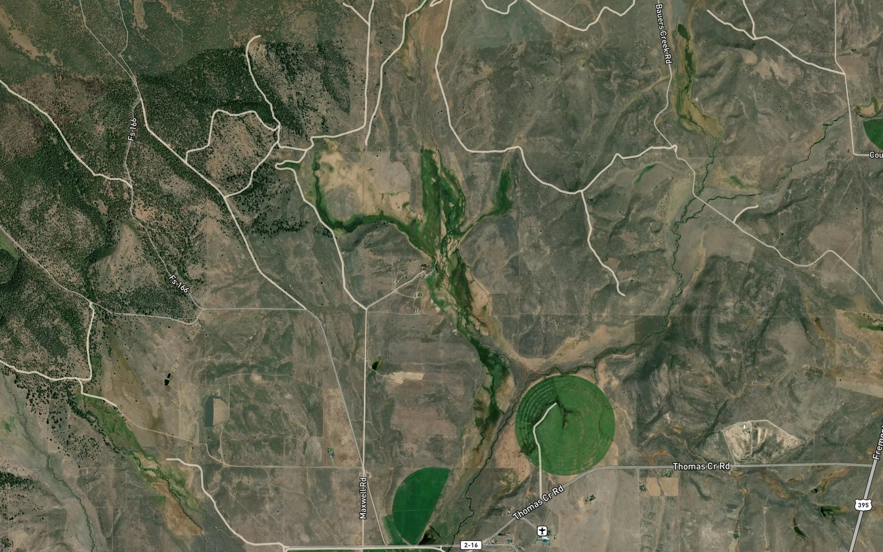 Satellite map of the Antone Creek