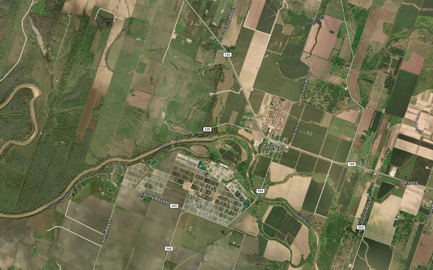 Satellite map of the Caney Creek