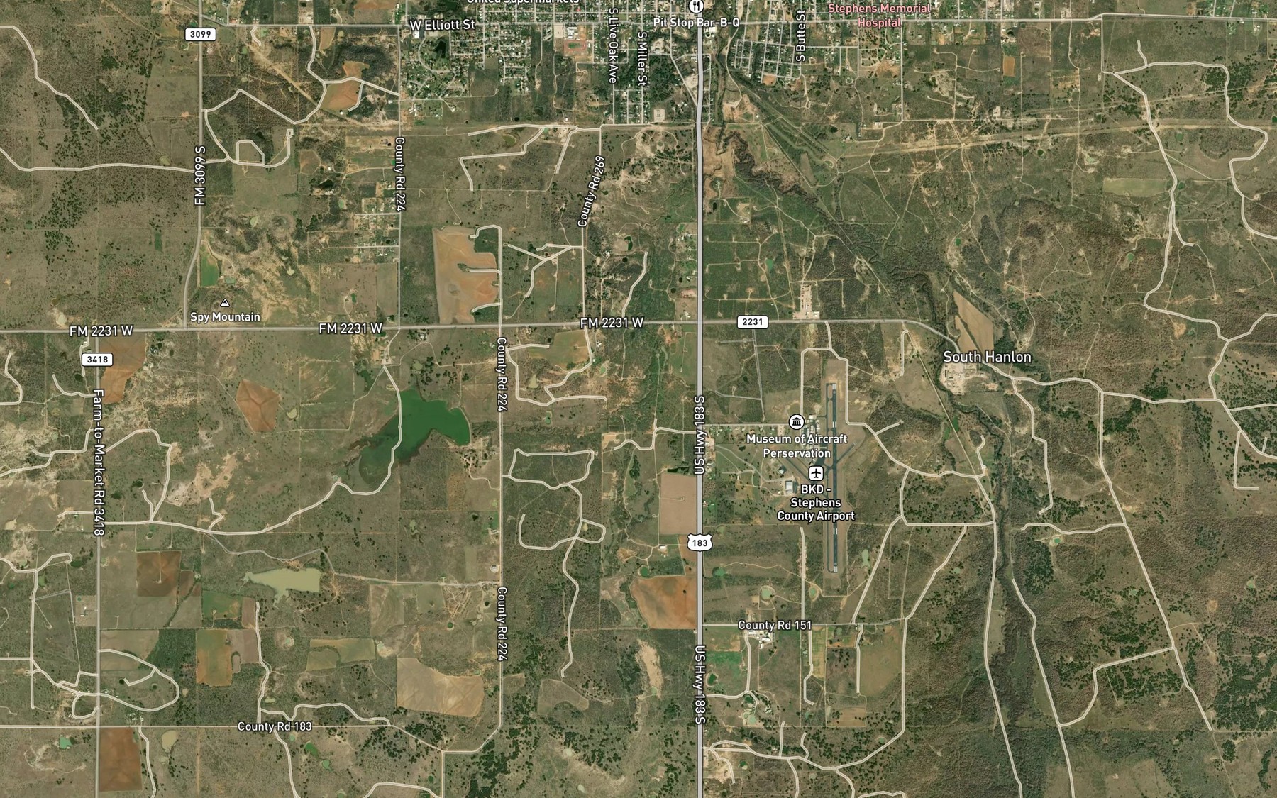 Satellite map of the Jones Branch