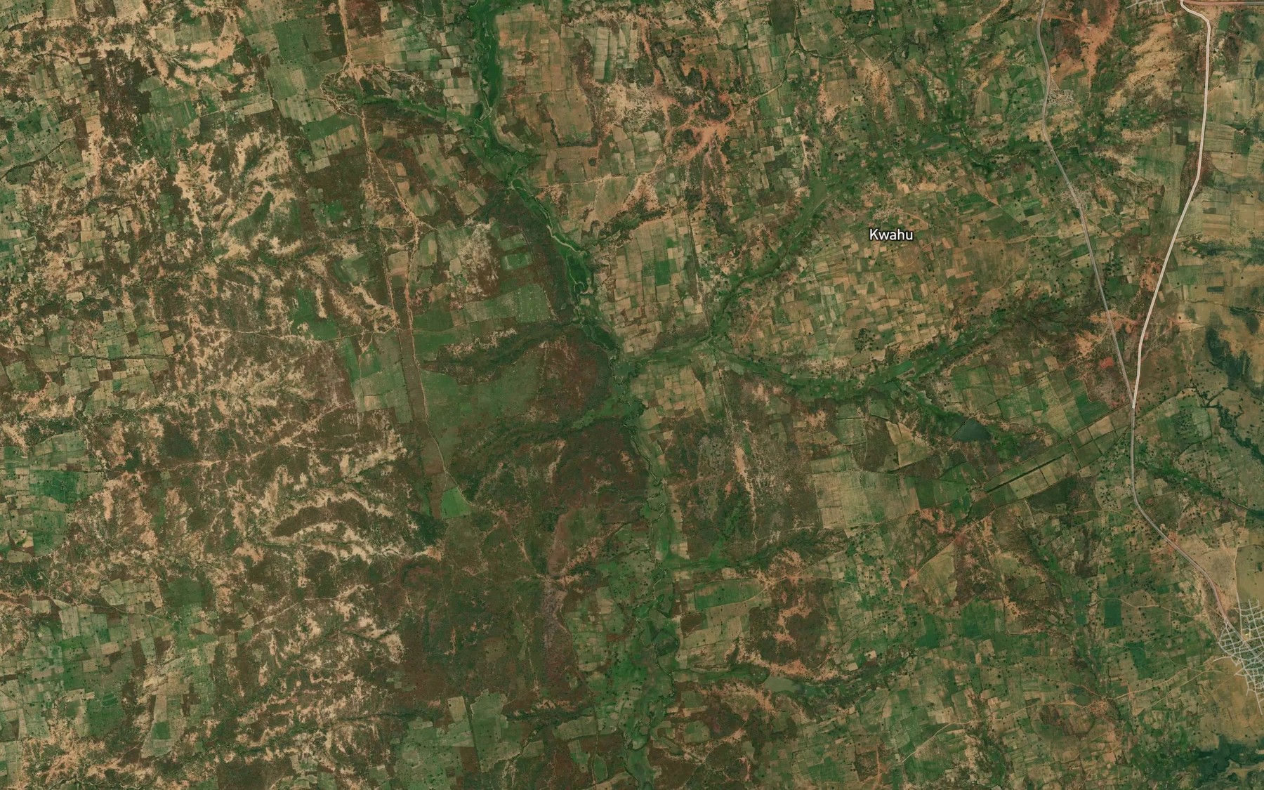 Satellite map of the River Kwahu