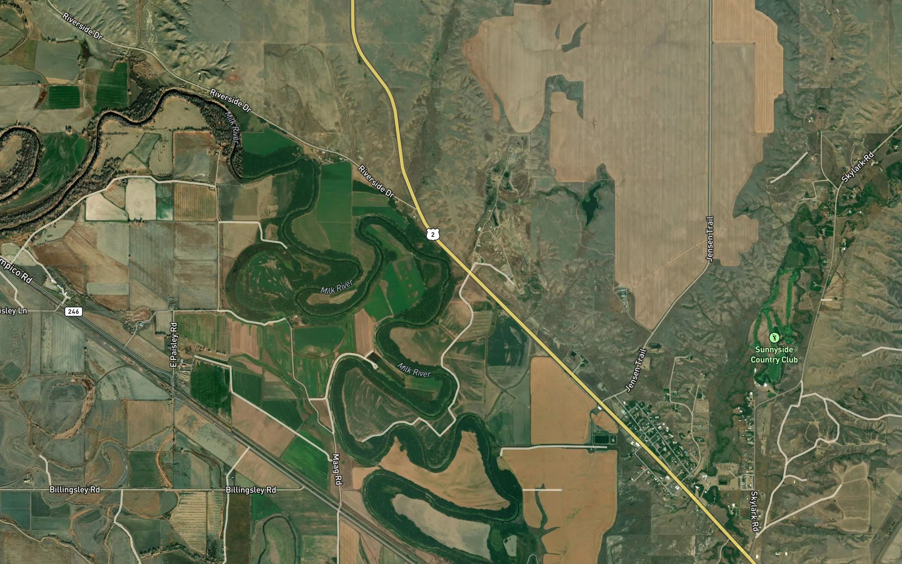 Satellite map of the O'Neil Creek