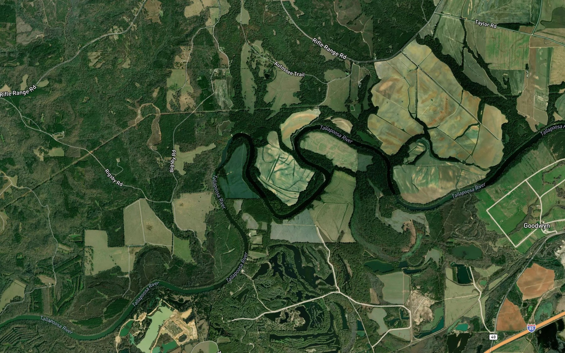 Satellite map of the Robinson Bend