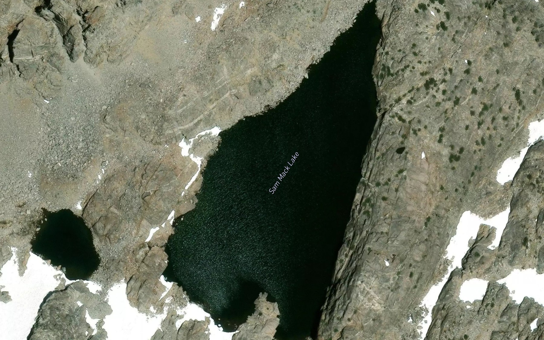 Satellite map of the Sam Mack Lake