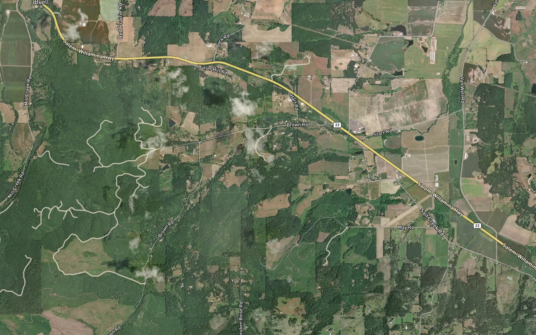 Satellite map of the Muller Ponds