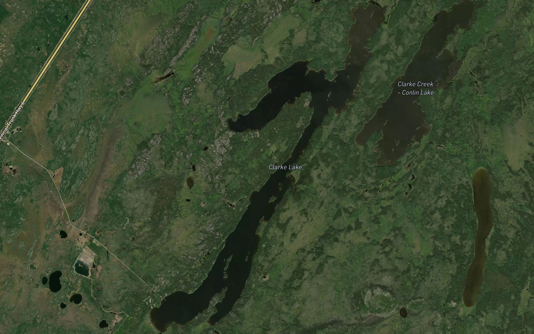Satellite map of the Clarke Lake