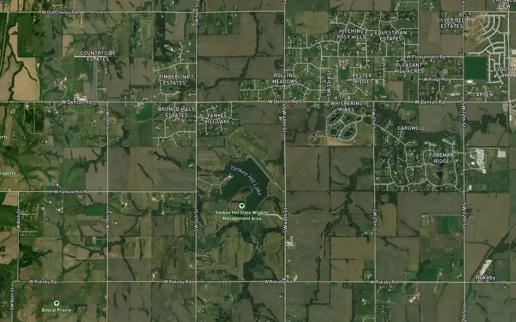 Satellite map of the Yankee Hill Lake