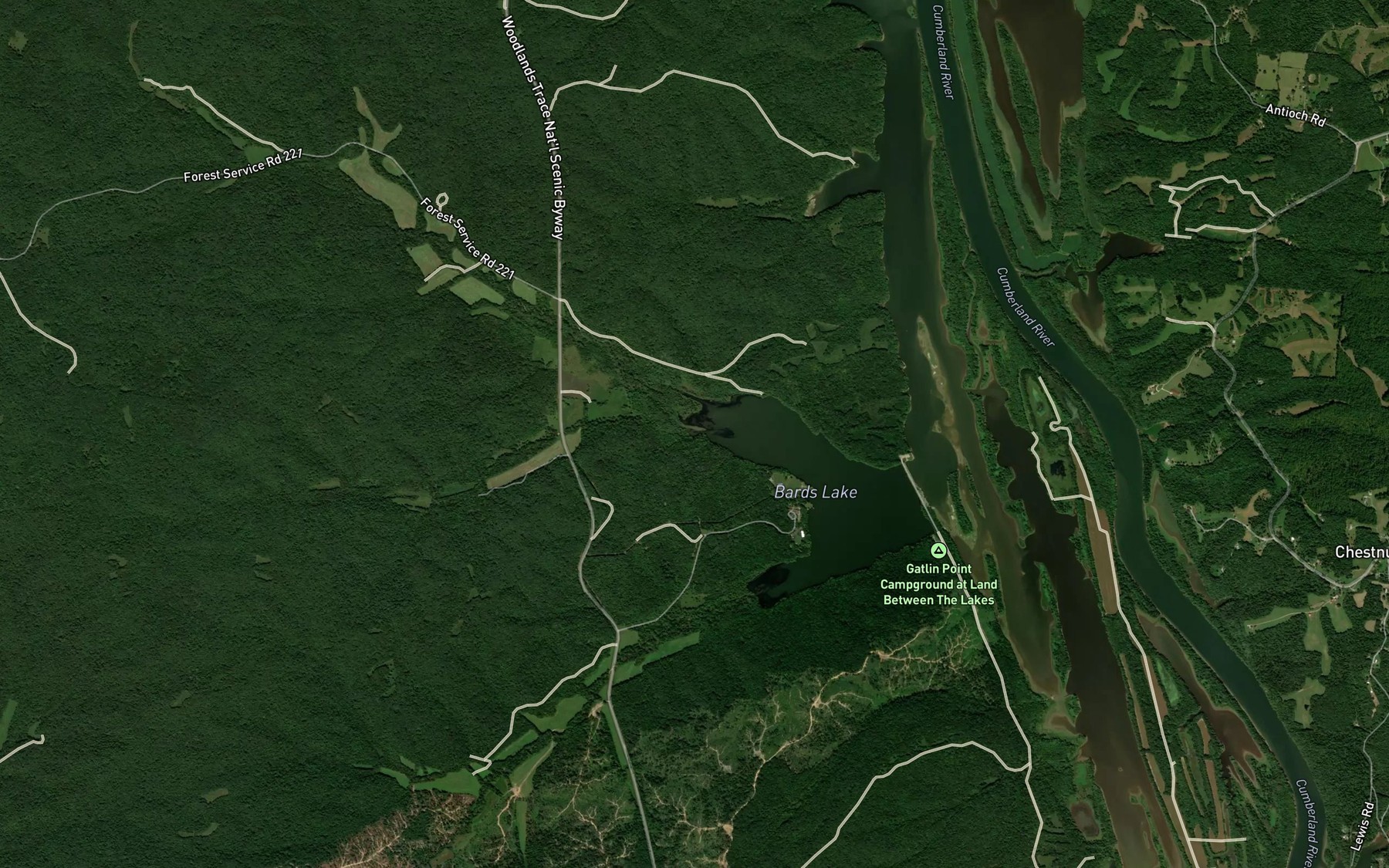 Satellite map of the Barrett Creek