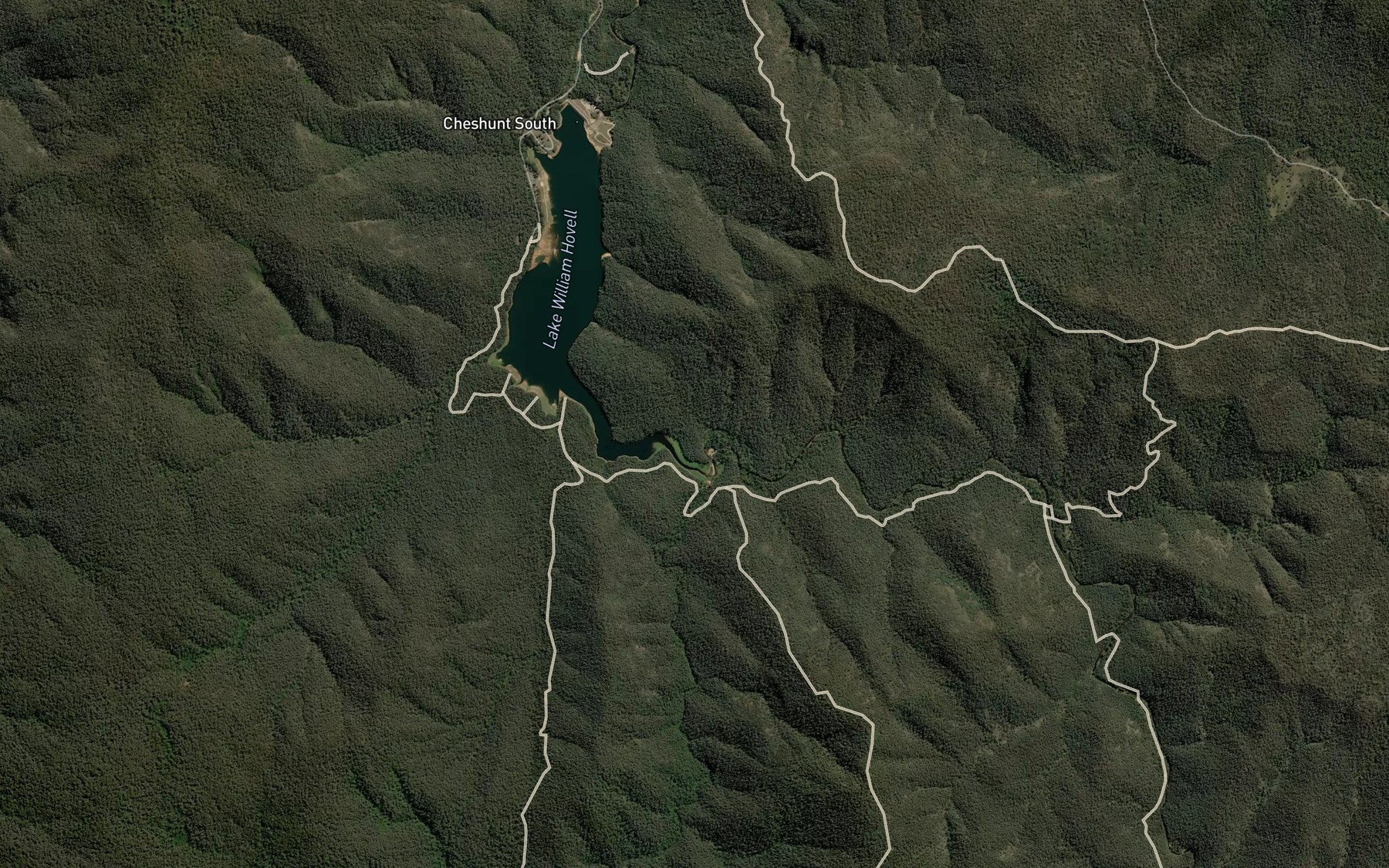 Satellite map of the Evans Creek
