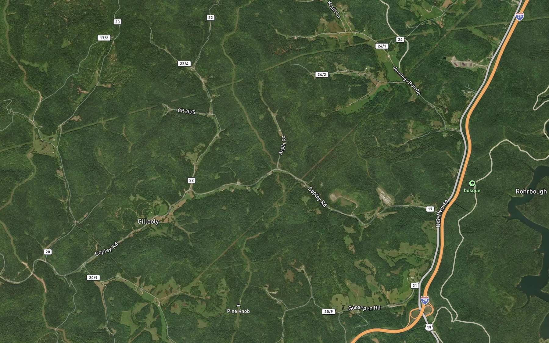 Satellite map of the Aspinall Run
