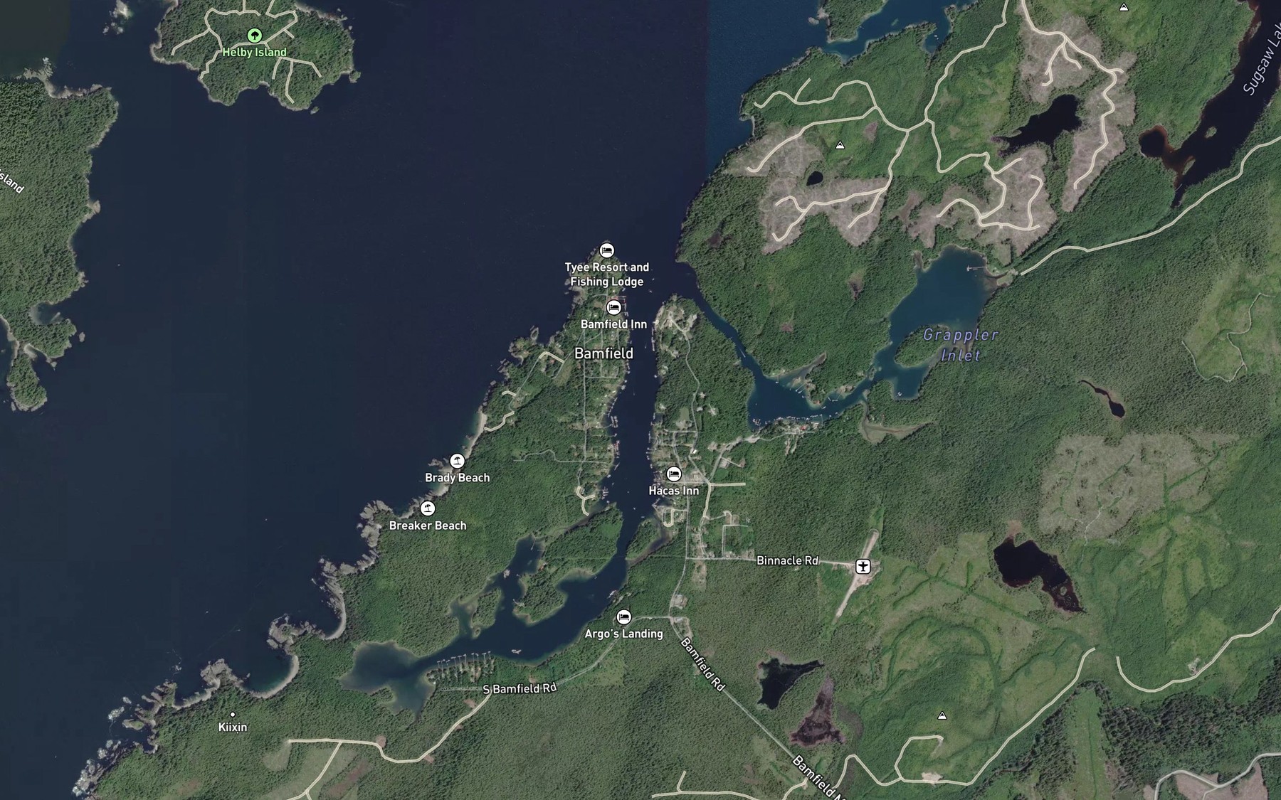 Satellite map of the Bamfield Inlet