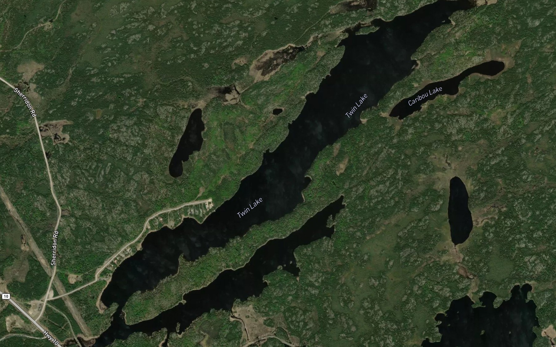 Satellite map of the Twin Lake