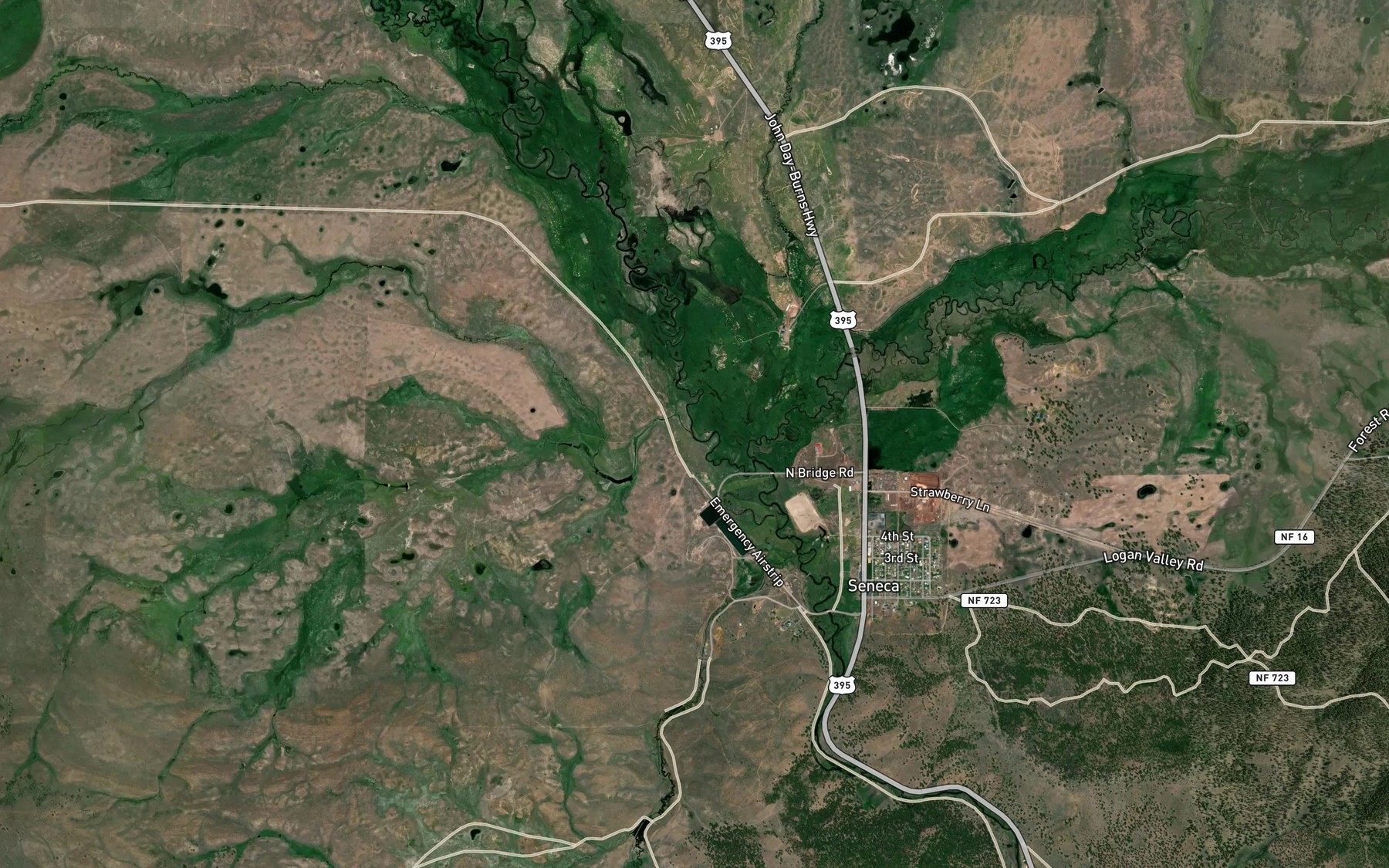 Satellite map of the Honeymoon Creek