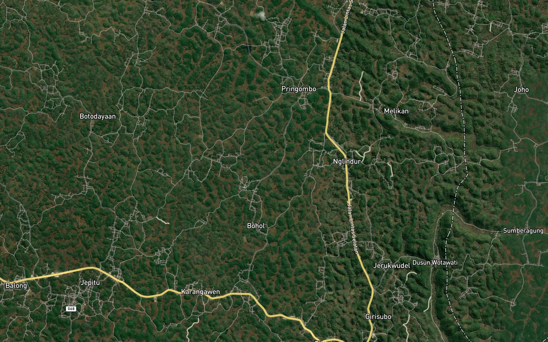 Satellite map of the Telaga Pucung