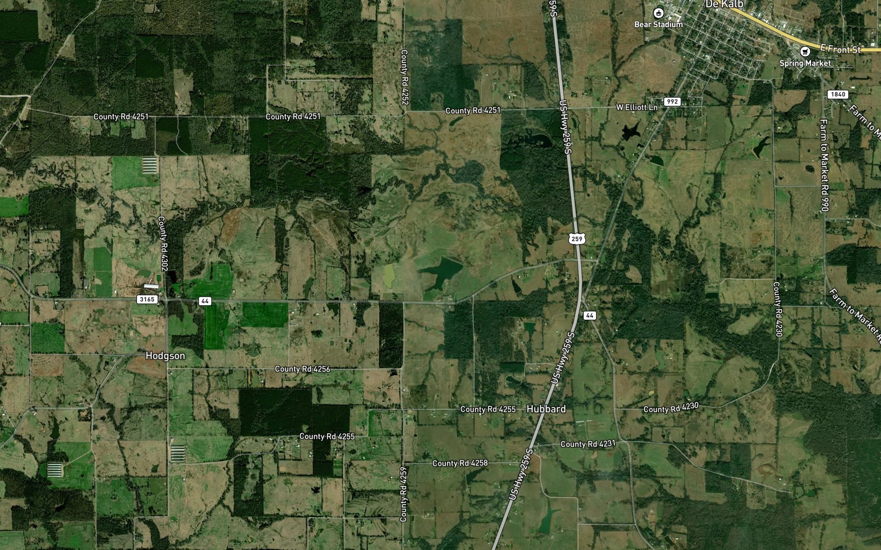 Satellite map of the De Kalb Lake