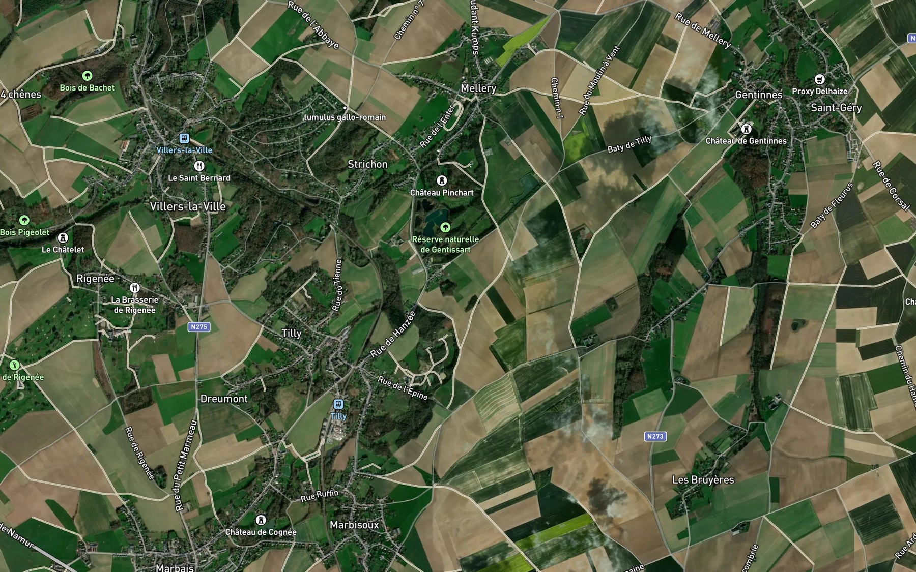 Satellite map of the Tilly