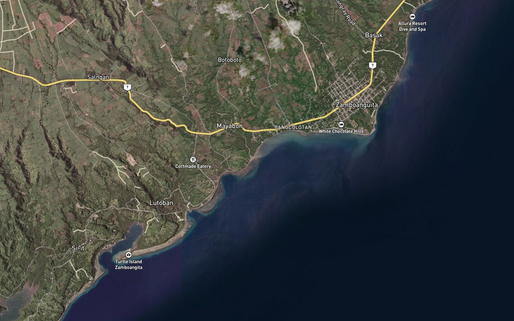 Satellite map of the Onglo Creek