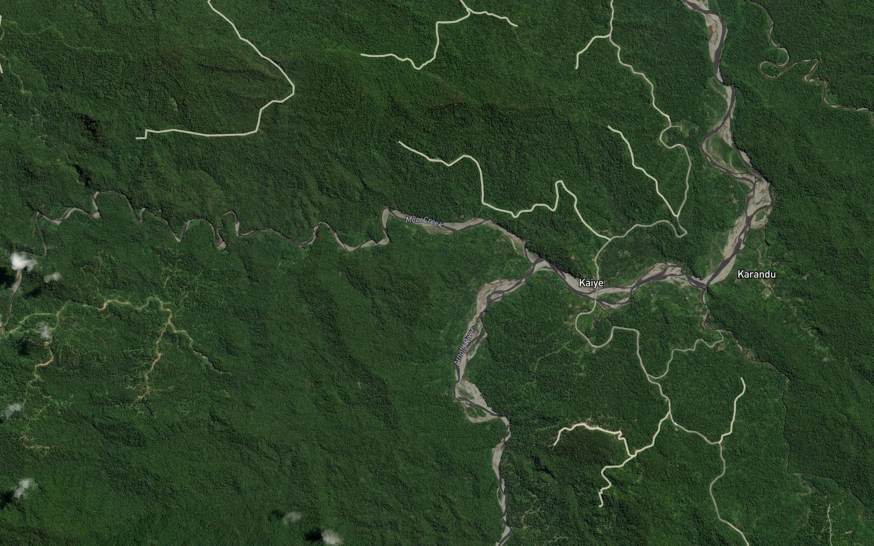 Satellite map of the Meni Creek