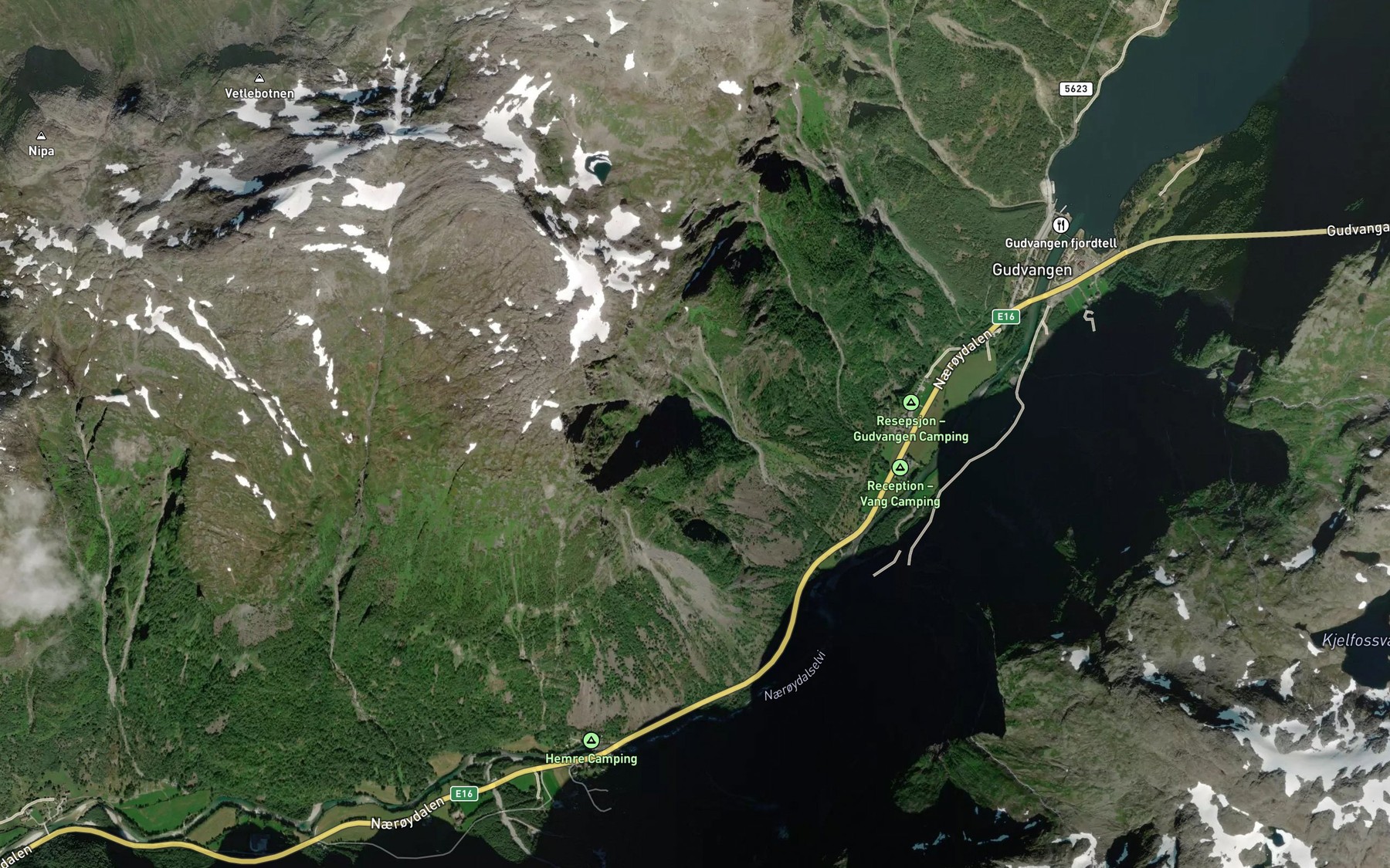 Satellite map of the Kjerringfossen