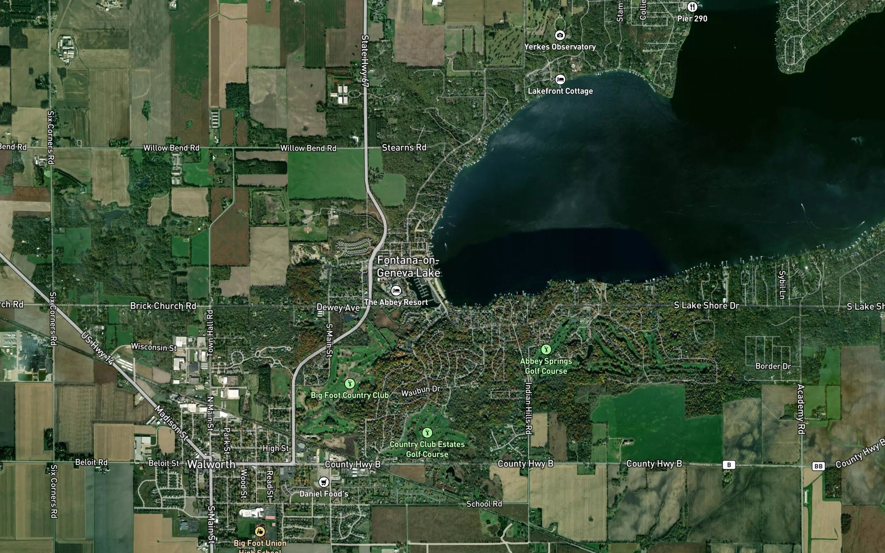 Satellite map of the Fontana Municipal Pier