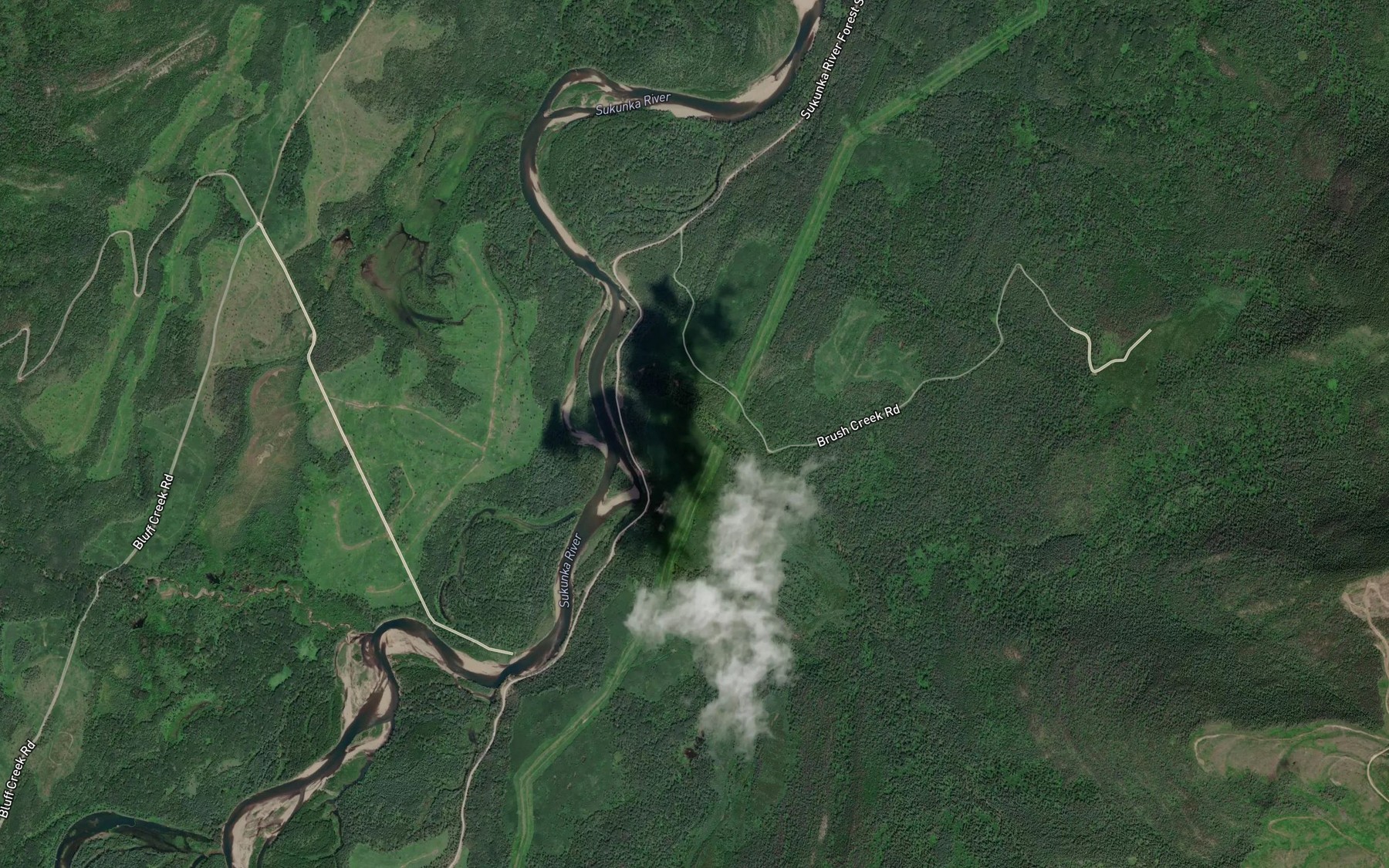 Satellite map of the Brush Creek