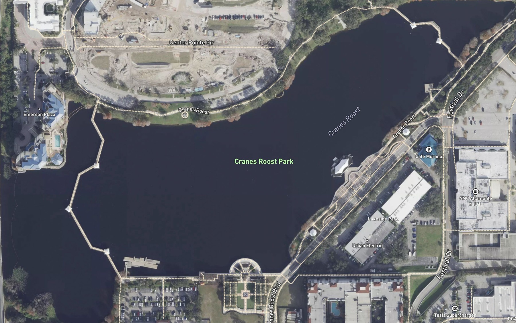 Satellite map of the Cranes Roost