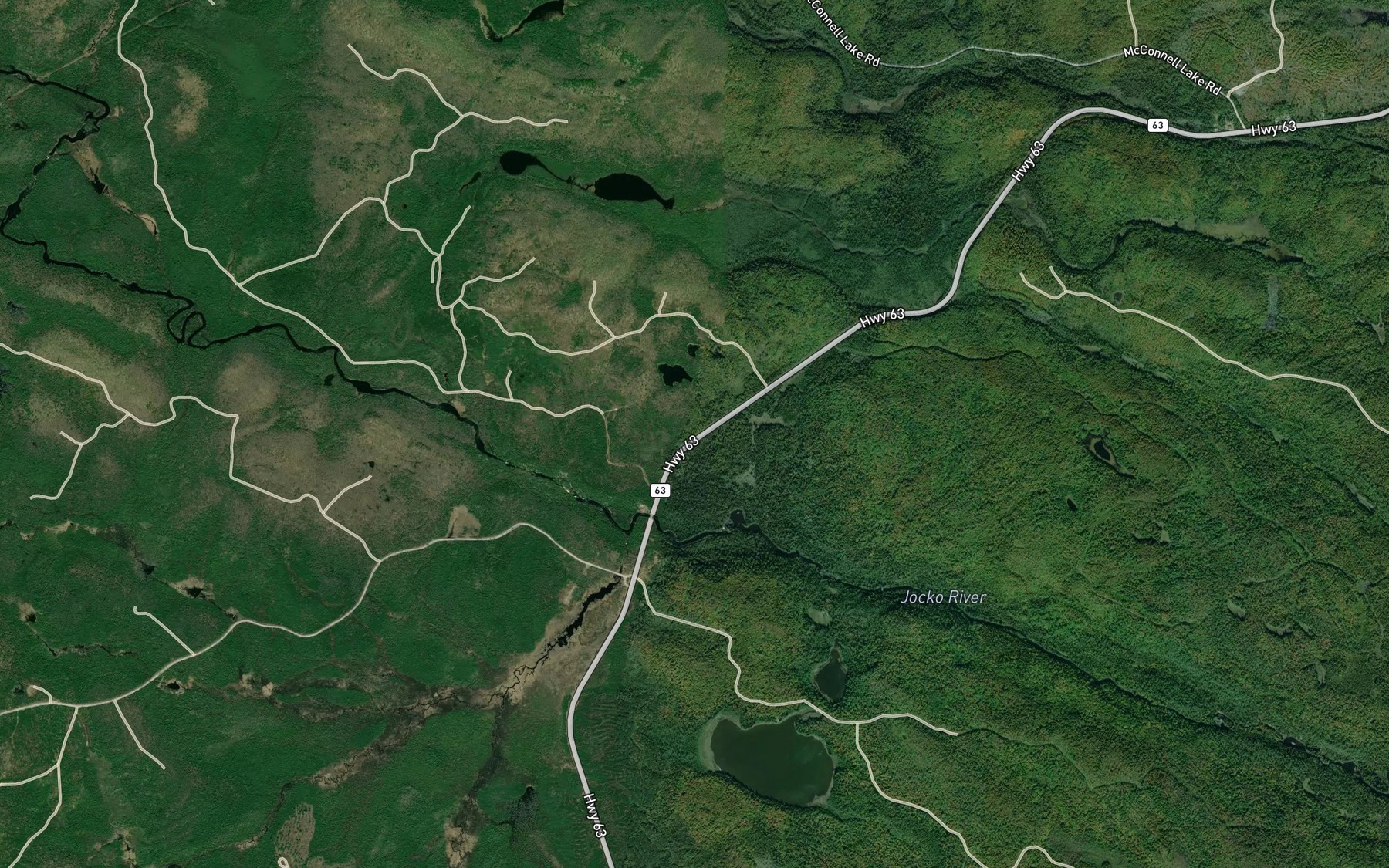 Satellite map of the Hanson Creek